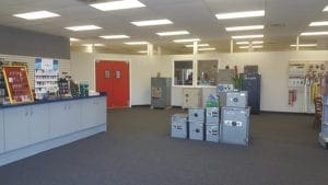 Interior of Spencer's Safe & Lock selection of safes